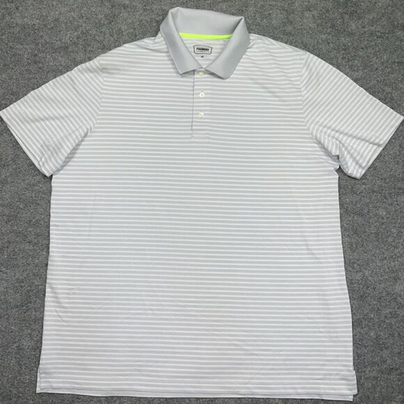 Foundry Polo Shirt Adult  Size 2XL Gray Striped Golf Casual Outdoors Mens - Picture 1 of 6